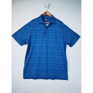 FootJoy FJ Polo Men's Golf Shirt Blue Large Stripes Short Sleeve TEXAS STAR GOLF